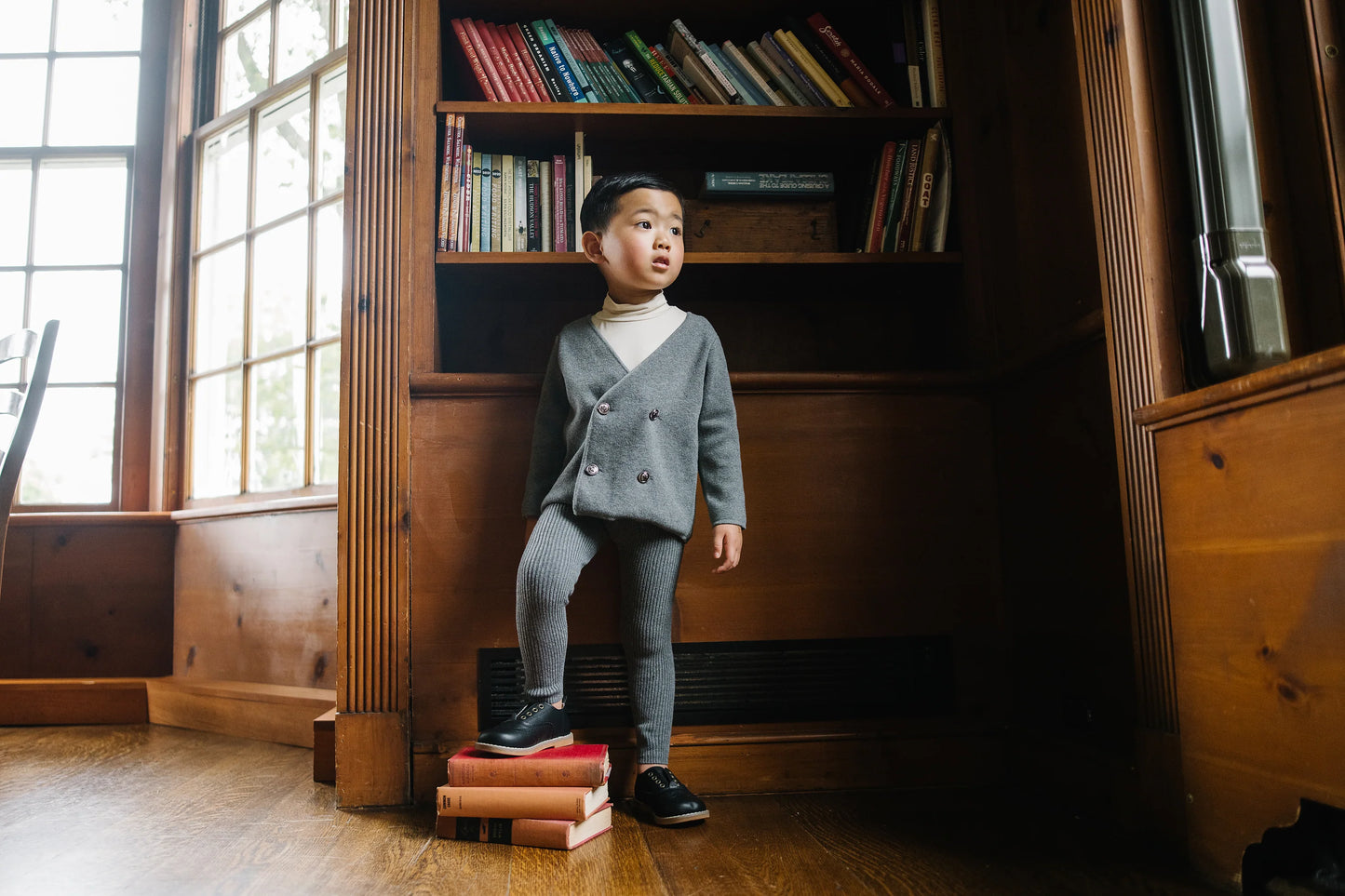 Double Breasted Knit Blazer Mid Grey