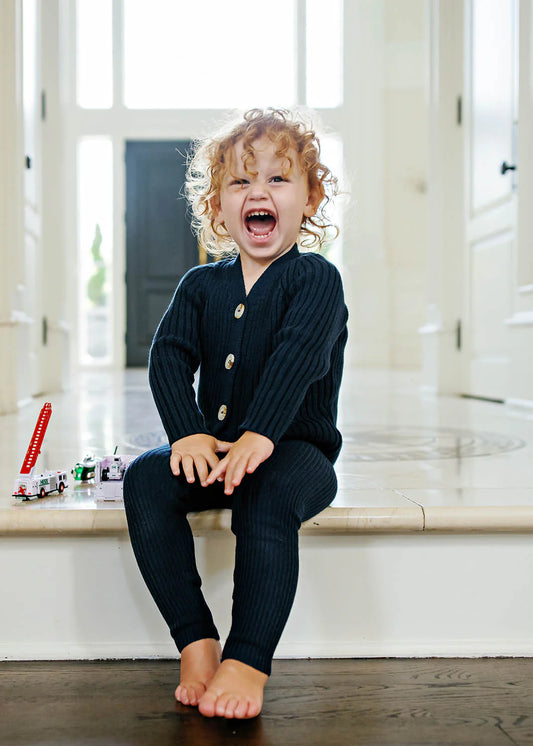 Knit Long Leggings Navy