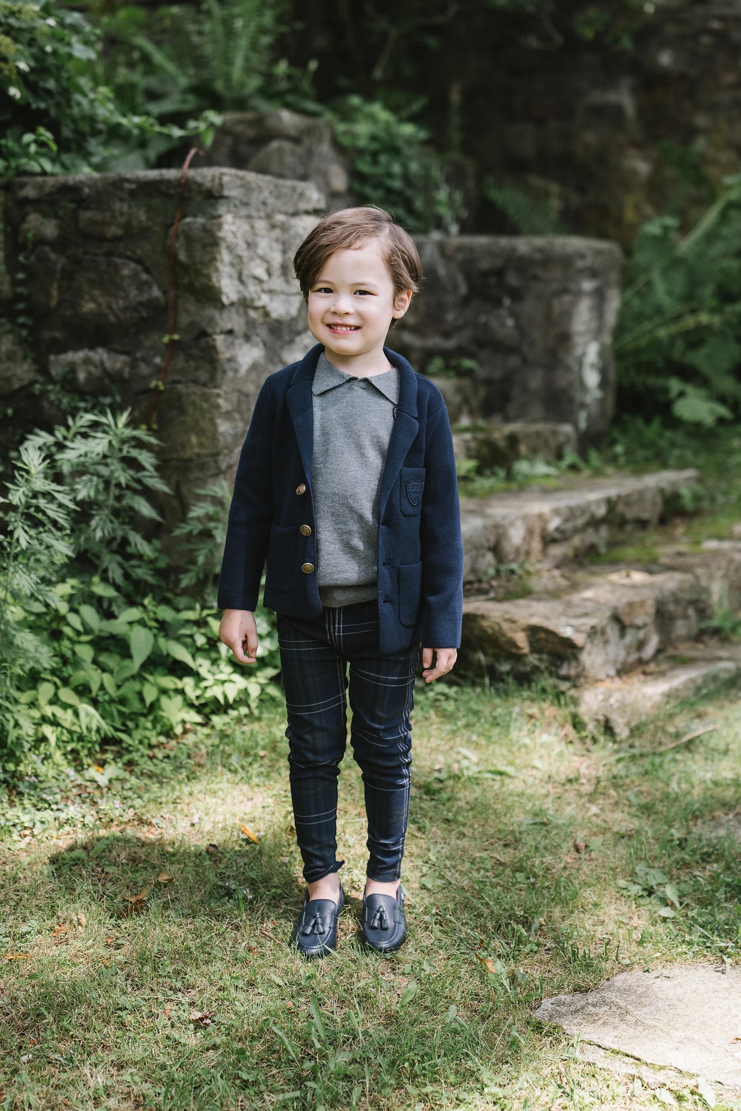 Crest Knit Blazer Navy