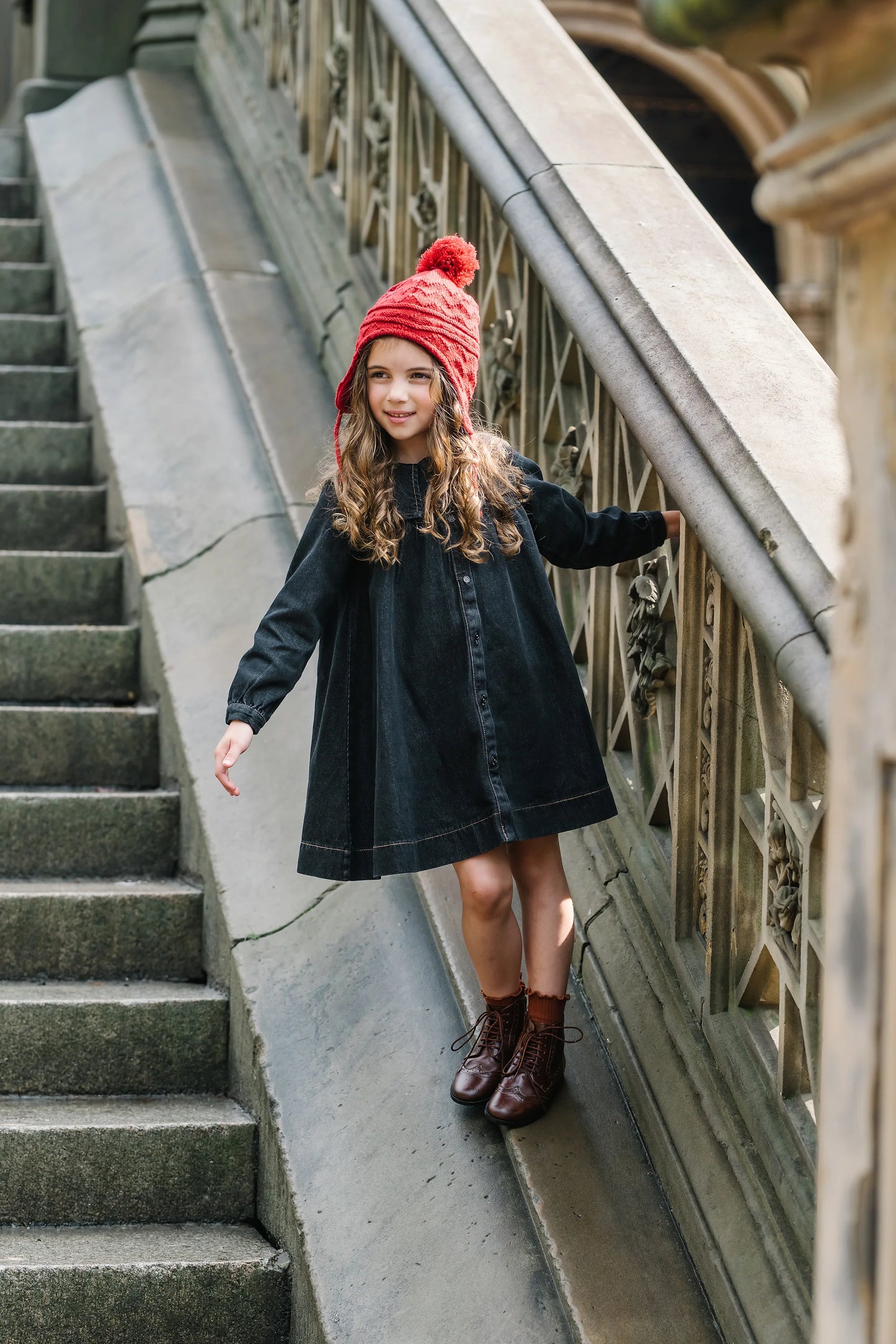 Pleated Sailor Dress Black Denim