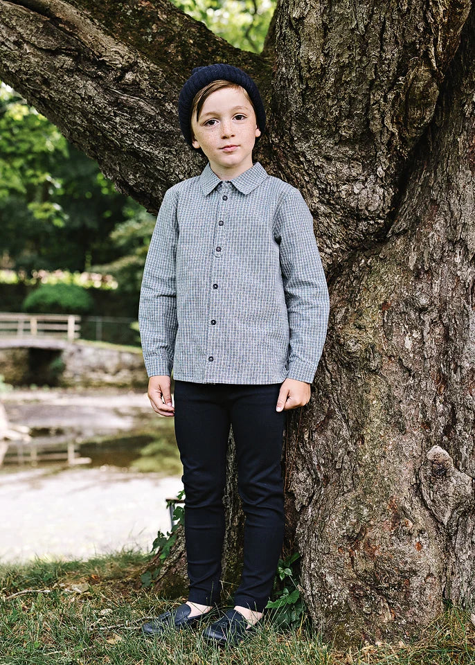 Plaid Edition Boys Shirt- Dried Blue
