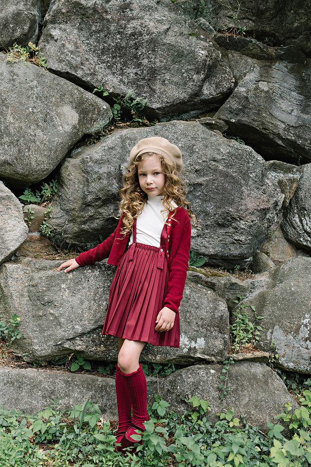 Fine Knit Cardigan- Deep Red