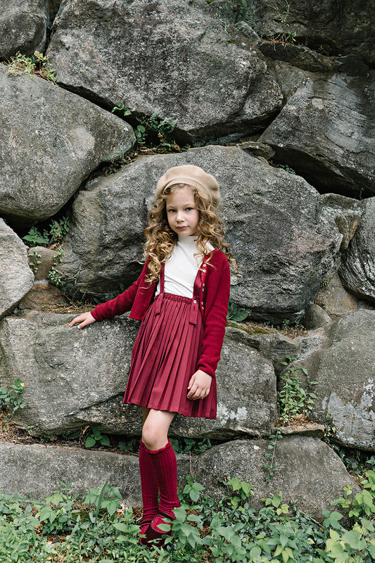 Fine Knit Cardigan- Deep Red