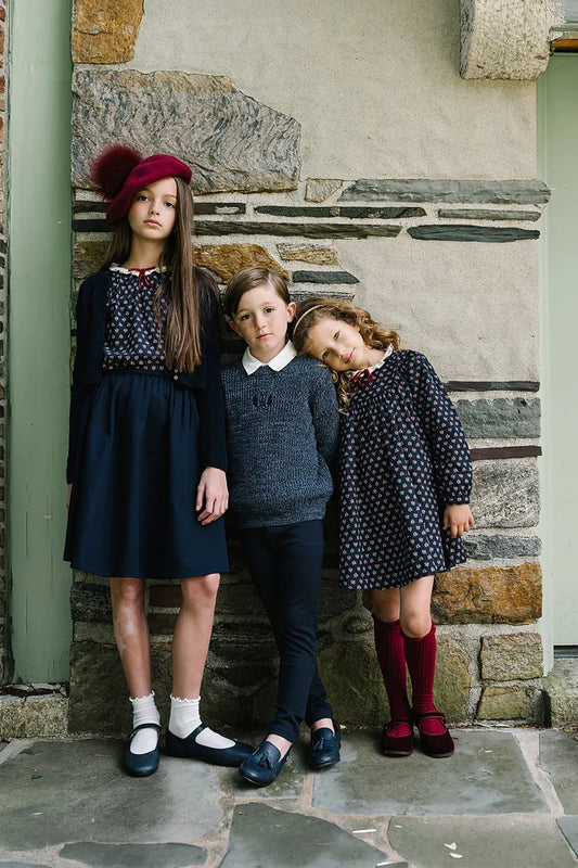 Marled Boys Crew Neck- Navy