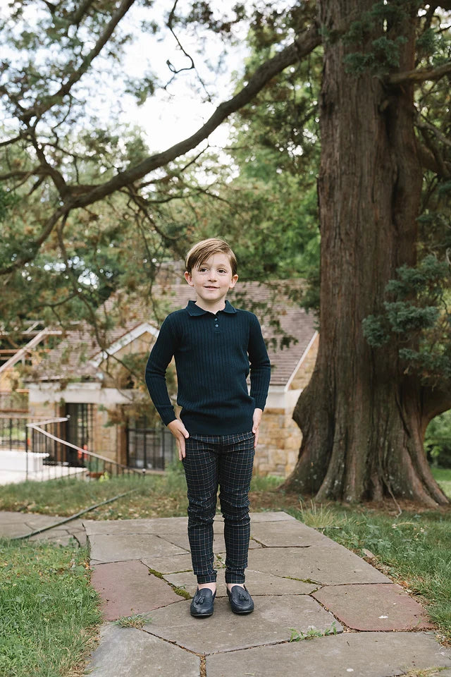 Boys Knit Polo- Navy