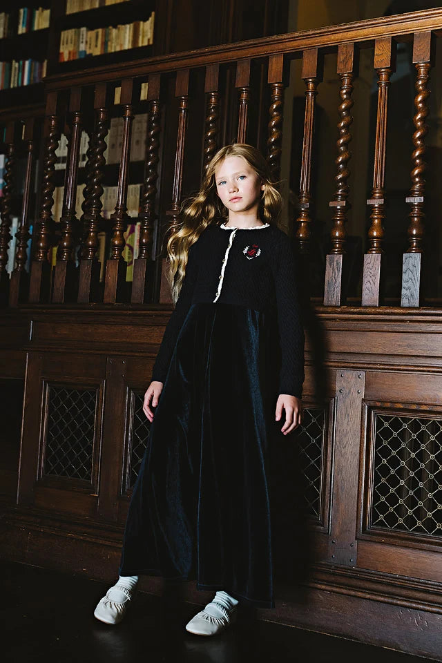 Crest Maxi Cardigan Set- Navy
