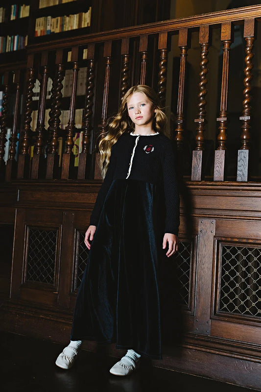 Crest Maxi Cardigan Set- Navy