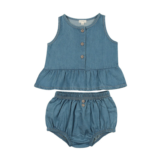 Denim Tencel Girls Tank Set