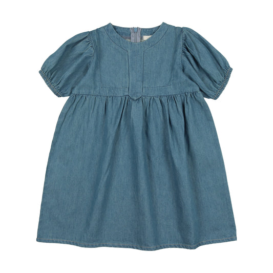 DENIM TENCIL PANEL DRESS SHORT SLEEVE