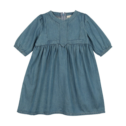 DENIM TENCIL PANEL DRESS THREE QUARTER SLEEVE