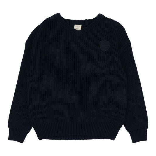 Knit VNeck Sweater Navy