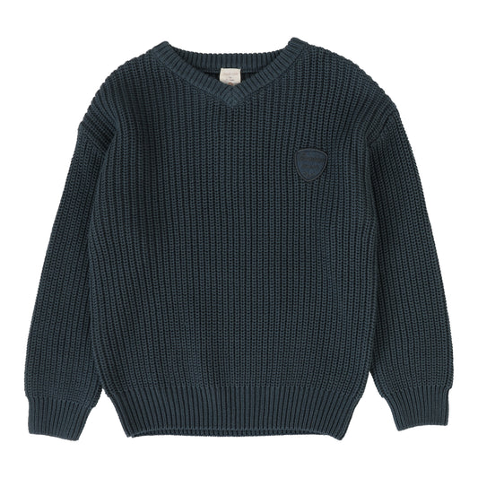 Knit VNeck Sweater Slate