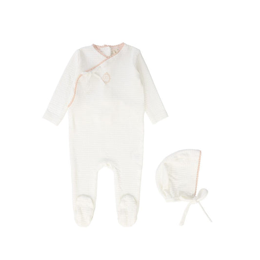 White/Pink Medallion Wrap Footie