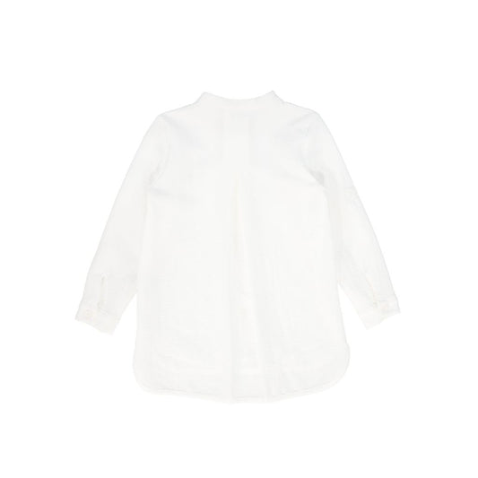 White Textured Button Blouse