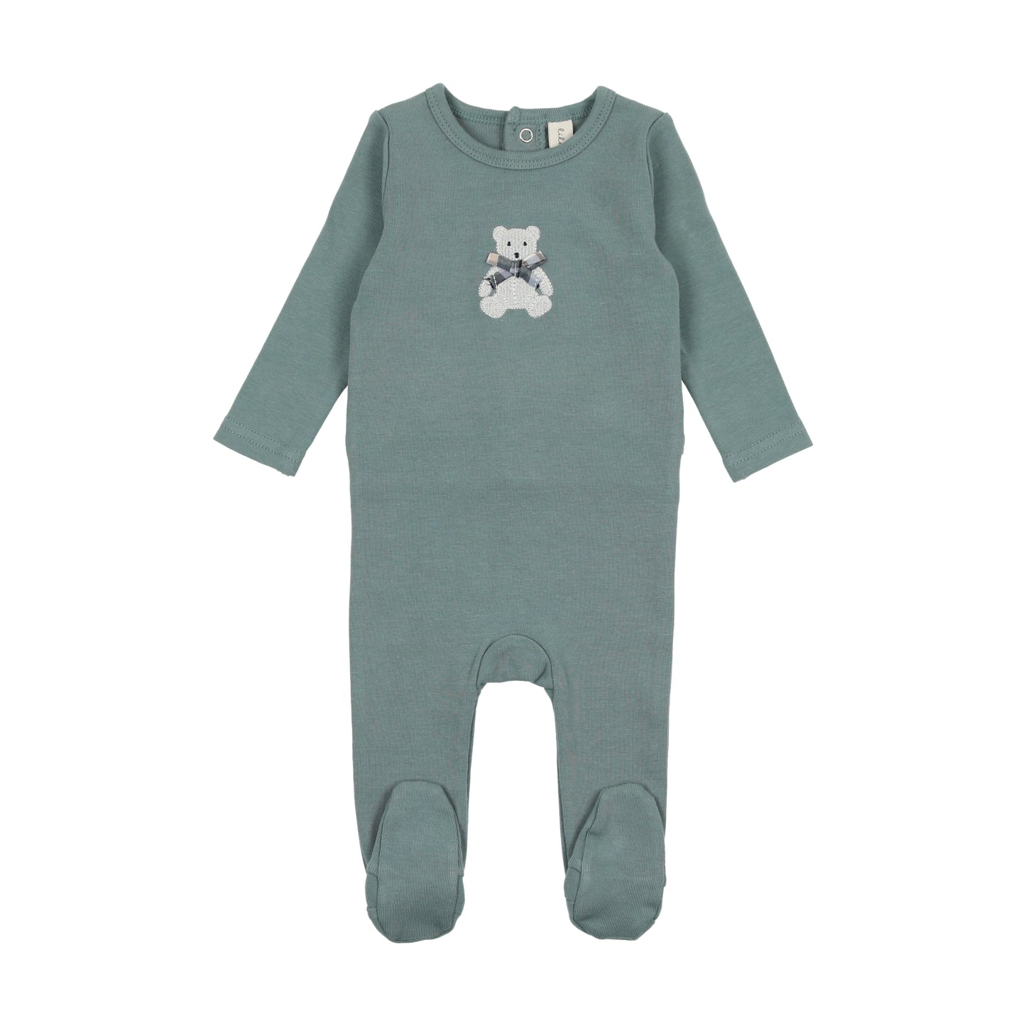 Embroidered Footie Blue Bear