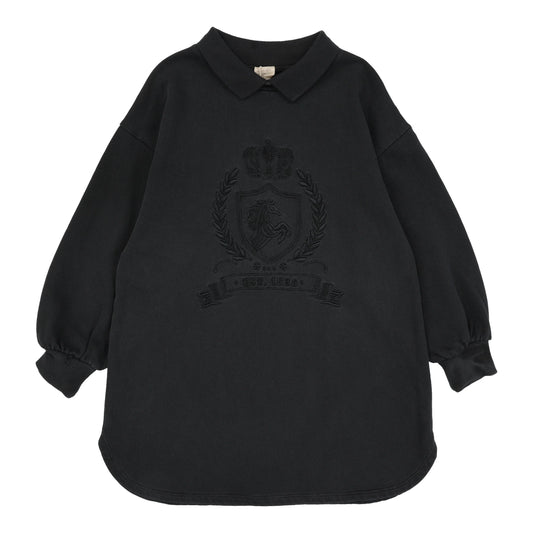 Emblem Sweatshirt Dress Black Wash