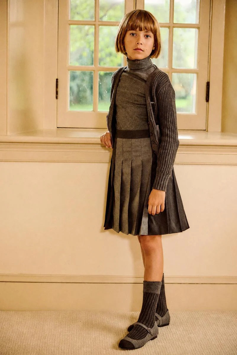 Two-tone Pleated Skirt - Grey