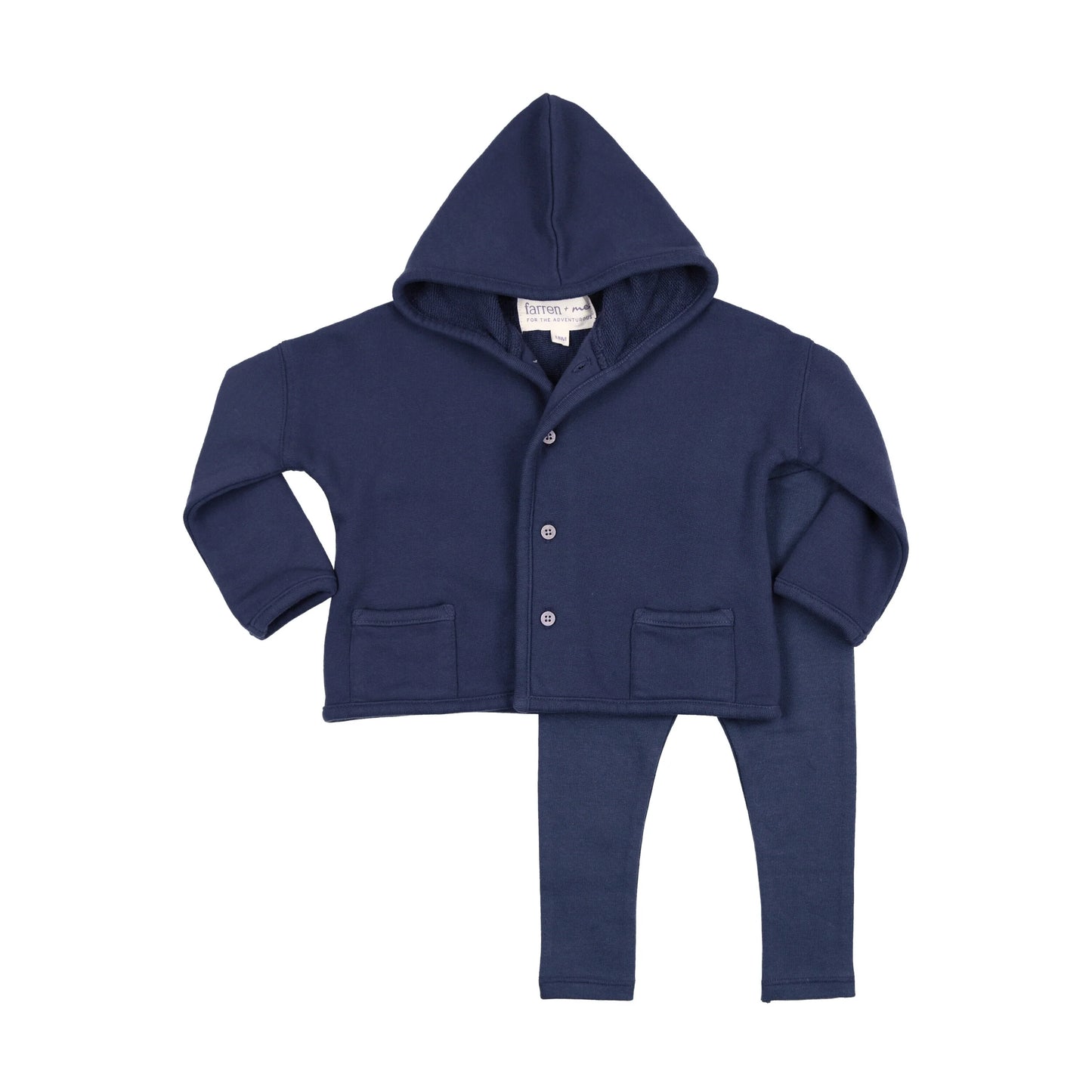 Hooded cardigan set Washed Blue