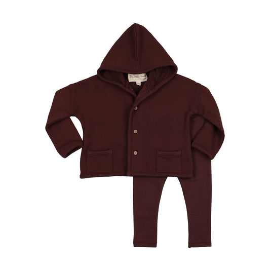 Hooded cardigan set Washed Burgundy