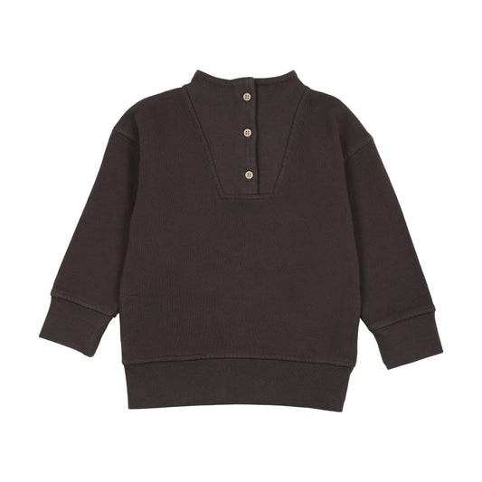 Buttoned neck sweatshirt Washed Black
