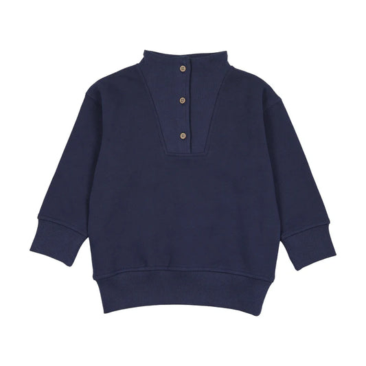 Buttoned neck sweatshirt Washed Blue