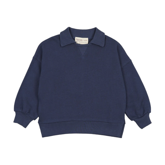 Polo Sweatshirt- Washed Blue