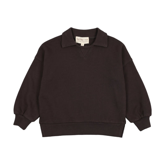 Polo Sweatshirt- Washed Black
