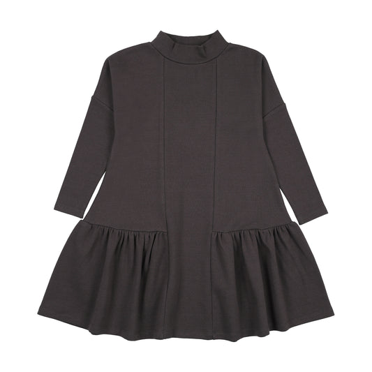 Low Waisted Washed Black Mockneck Dress