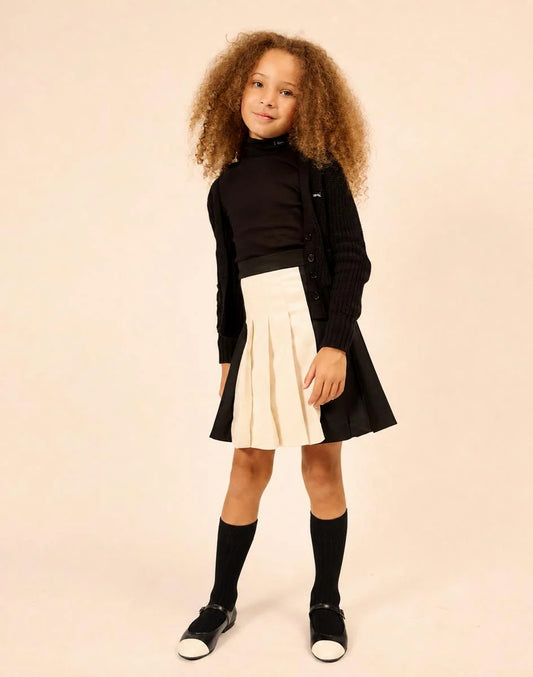 Two-tone Pleated Skirt - Black