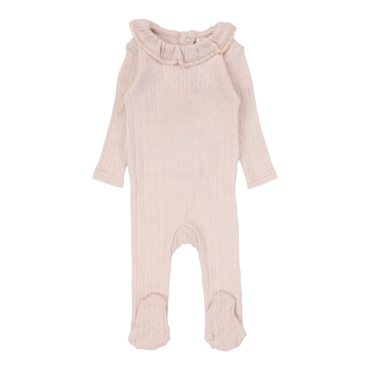 Fine Pointelle Collar Footie - Petal Ruffle