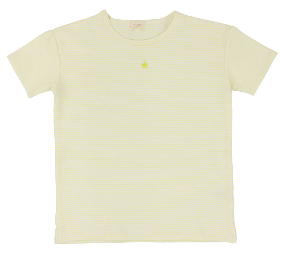 Striped Short Sleeve Tee- Neon Yellow