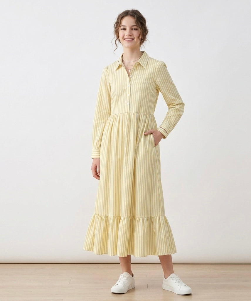 Striped Yellow Shirt Dress