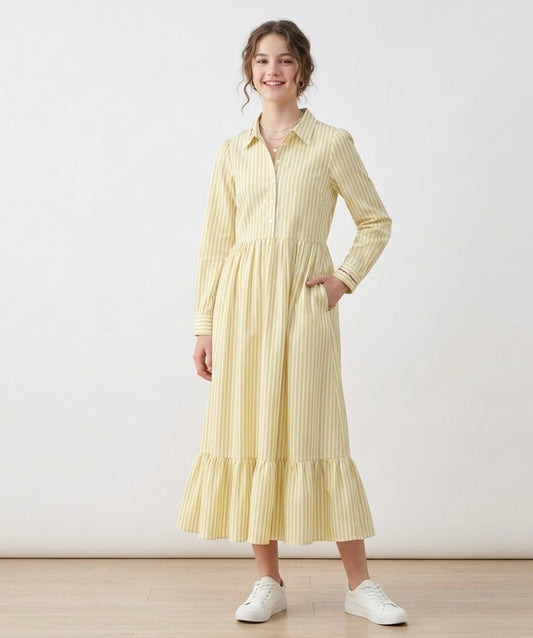 Striped Yellow Shirt Dress