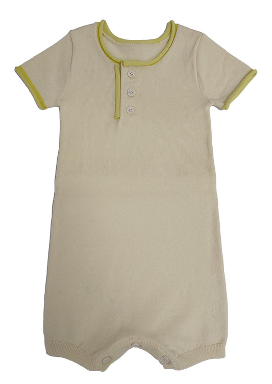 Rolled Edge Knit Romper - Butter