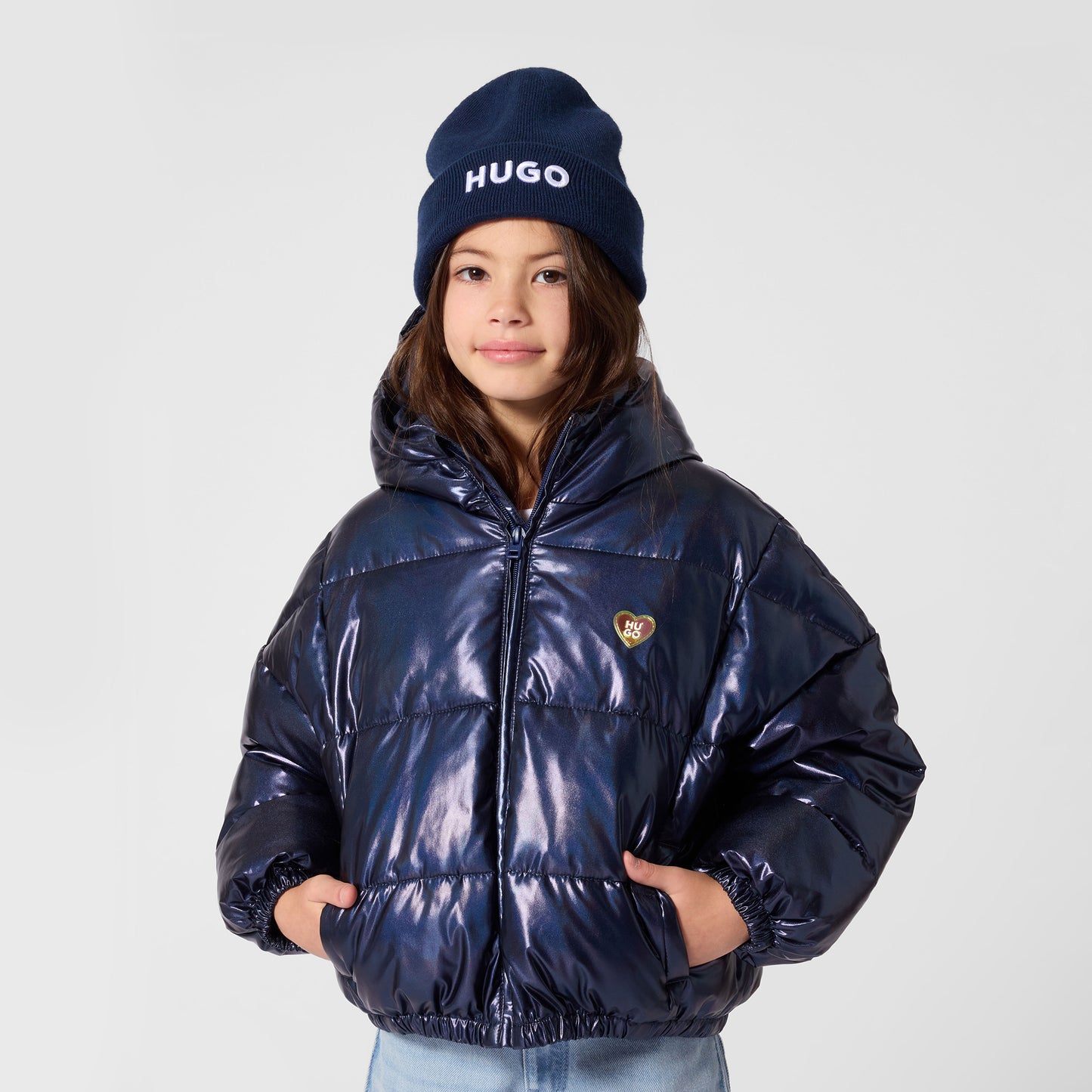 Navy Hooded Down Jacket