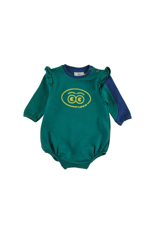 Tignes Green, Navy Baby Girl Romper