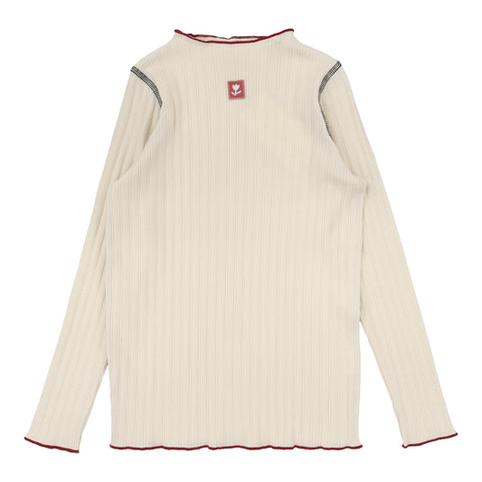 Contrast Funnel Neck Ecru