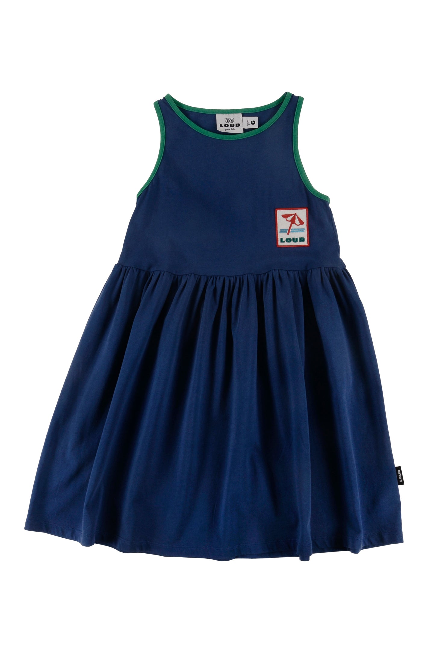 SAN MICHELE Navy Washed Summer Dress Umbrella Embroidery Patch