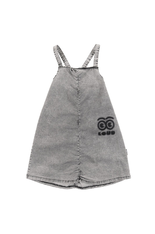 LEARN - Light Grey Stone Wash Apron Dress