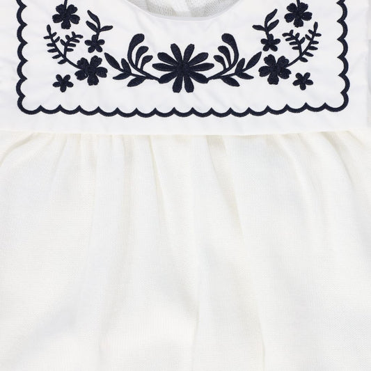 Ivory Collared Scallop Trim Romper