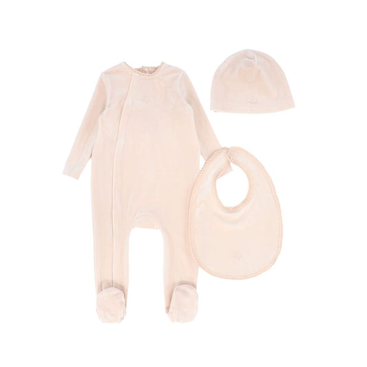 Pink Velour Collar Footie