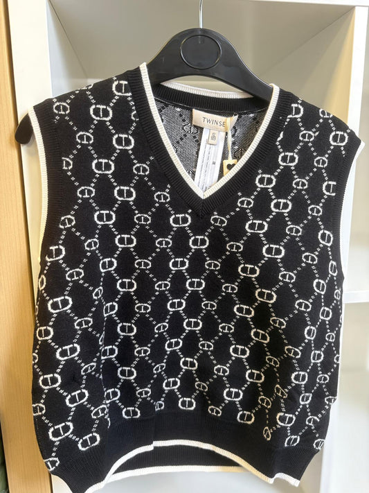 Knitted Sweater Black/Off White Micro Logo