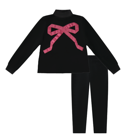 Raspberry Bow Girls Lounge Set