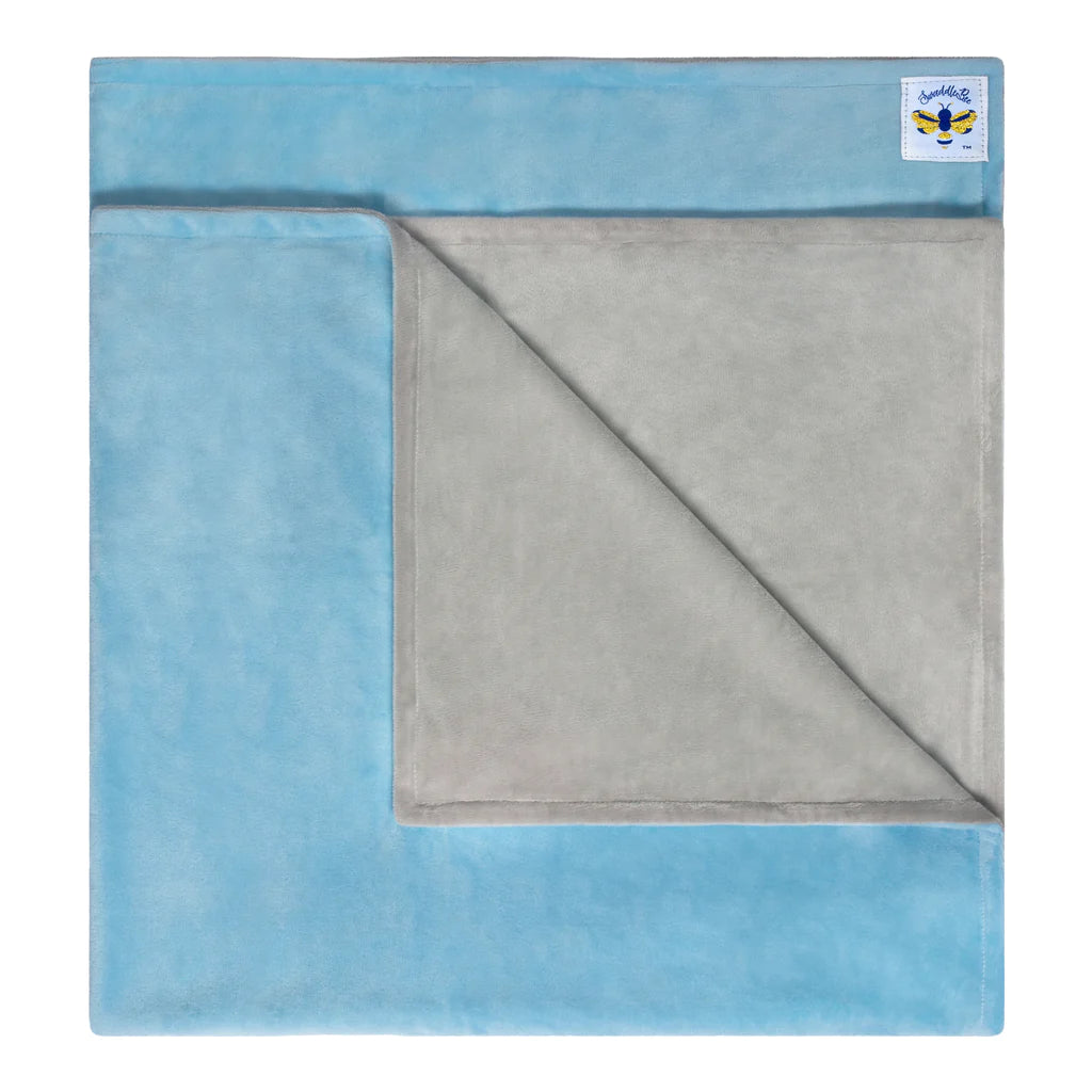 MinkyBee Stroller Blanket - Sky Blue/Grey