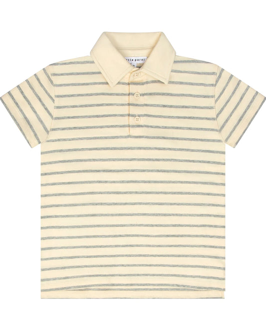 Grey/Ivory Wide Striped Boys Polo