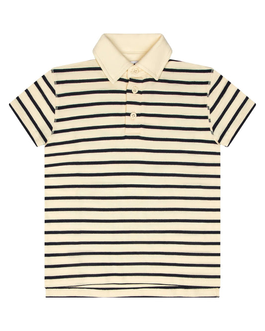 Navy/Ivory Wide Striped Boys Polo