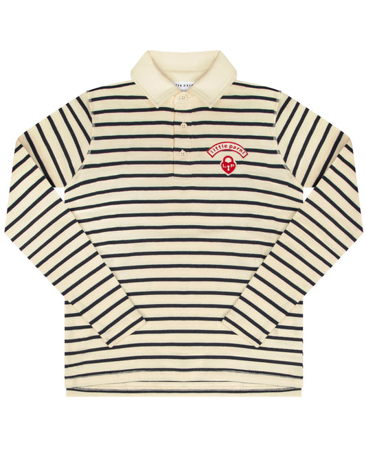 Classic Striped Teen Polo Navy/Ivory