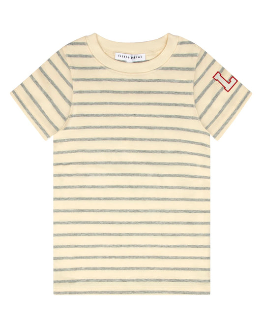 Classic Striped Short Sleeve Tee- Grey/Ivory