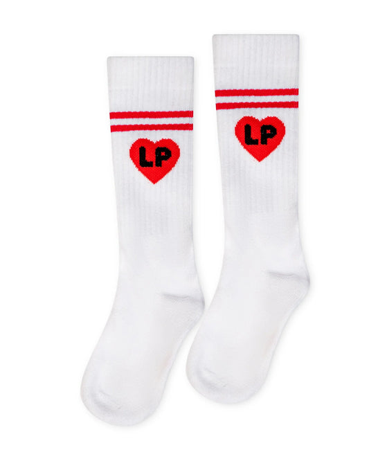 White/Coral LP Knee Socks