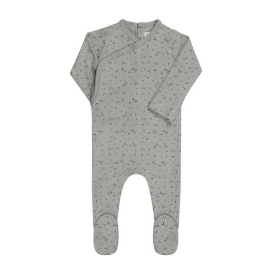 Baby Boy Footie Floral Rib Blue